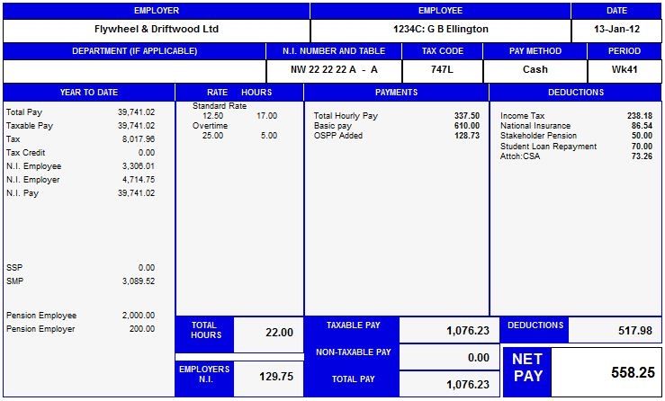 uk payslip template excel