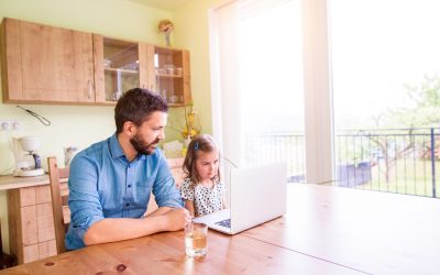 Man & Daughter using laptop