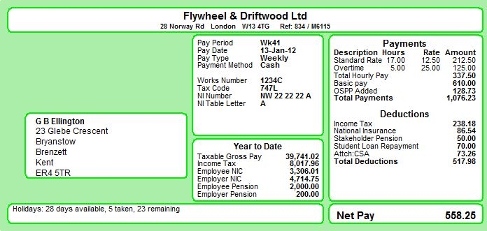 uk payslip template excel