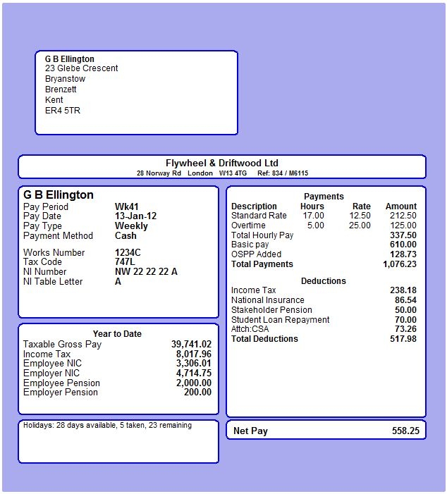 Weekly Payslips Free Templates