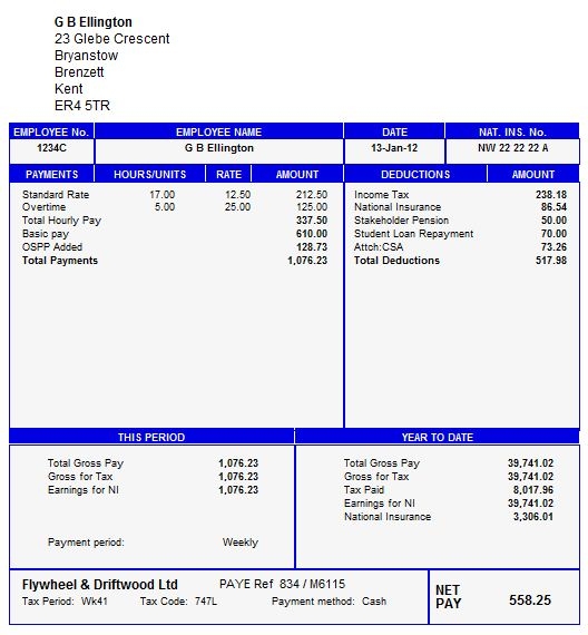 uk payslip template excel