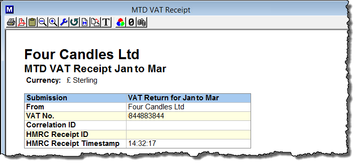 MTD VAT receipt