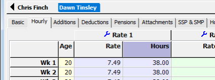 hours hours worked pay details