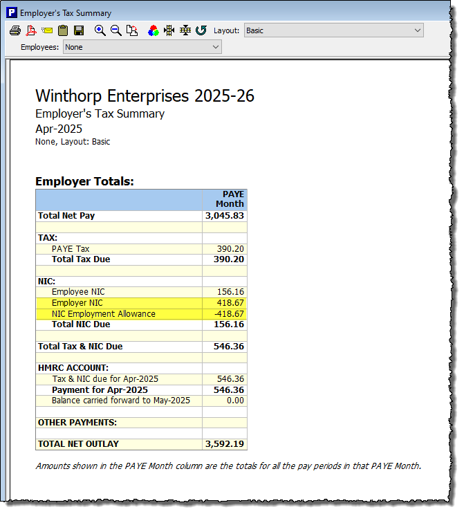 employers summary for tax period