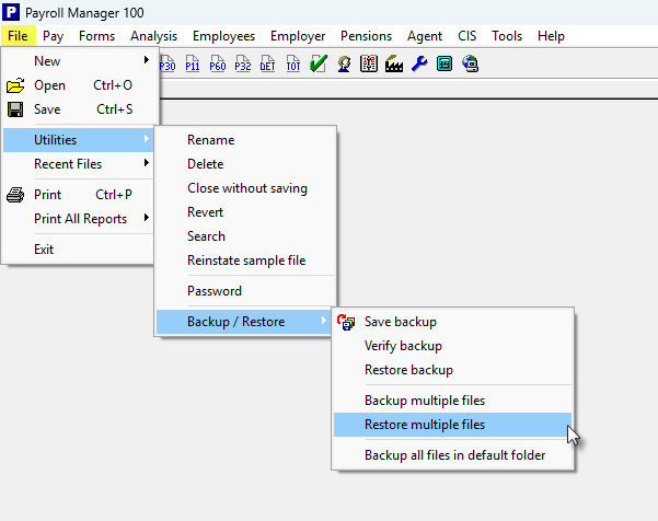 restore multiple files