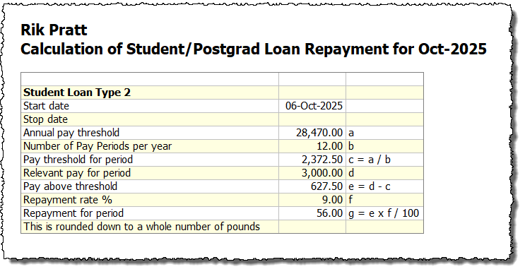 student loan calculation