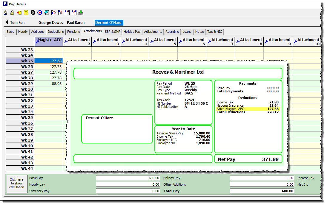 pay details and payslip