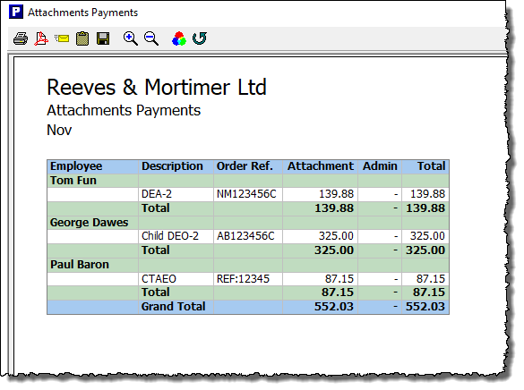 Attachment payments