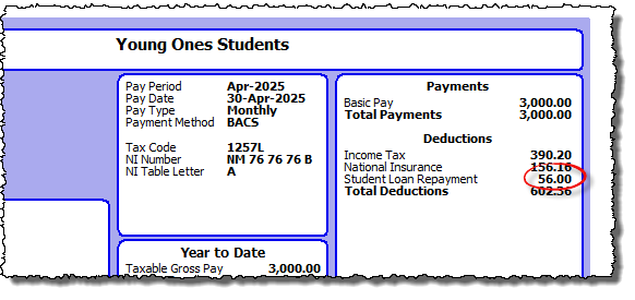 student loan payslip